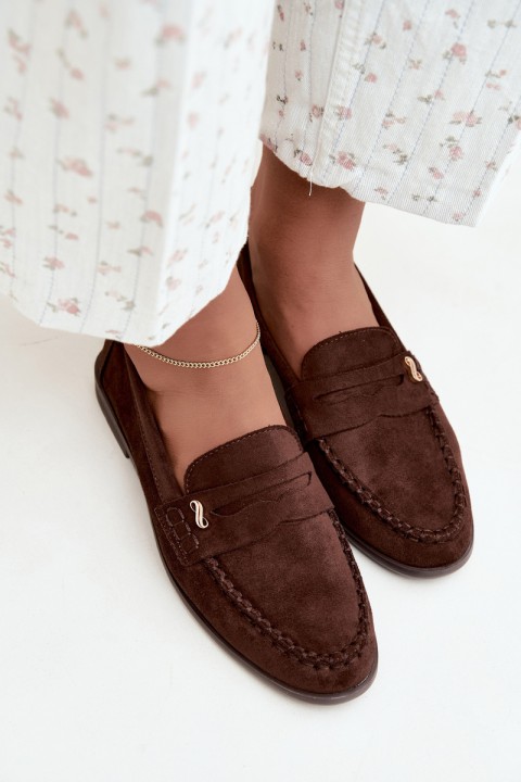 Women's Moccasins With Small Decorative Detail Chocolate Treya