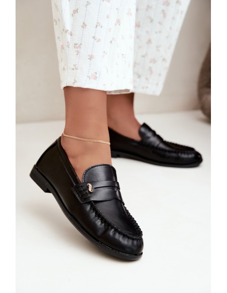 Women's Moccasins With Small Decorative Detail Black Treya
