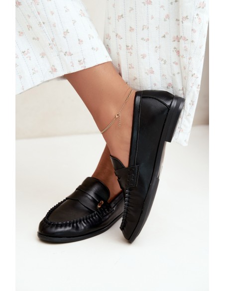 Women's Moccasins With Small Decorative Detail Black Treya
