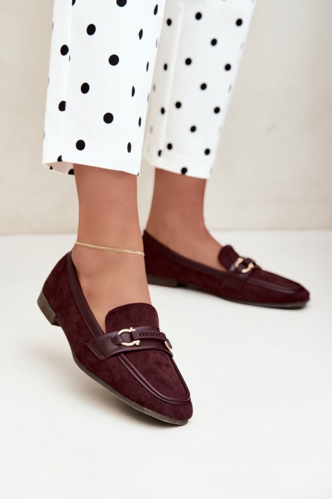 Women's Loafers with Decorative Element Burgundy Evelora