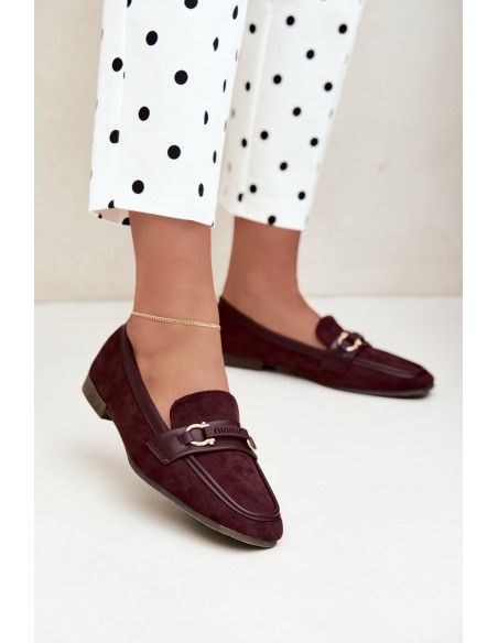 Women's Loafers with Decorative Element Burgundy Evelora