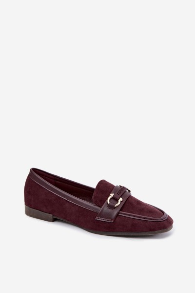 Women's Loafers with Decorative Element Burgundy Evelora 2