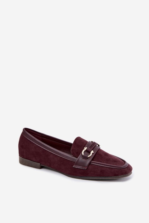 Women's Loafers with Decorative Element Burgundy Evelora