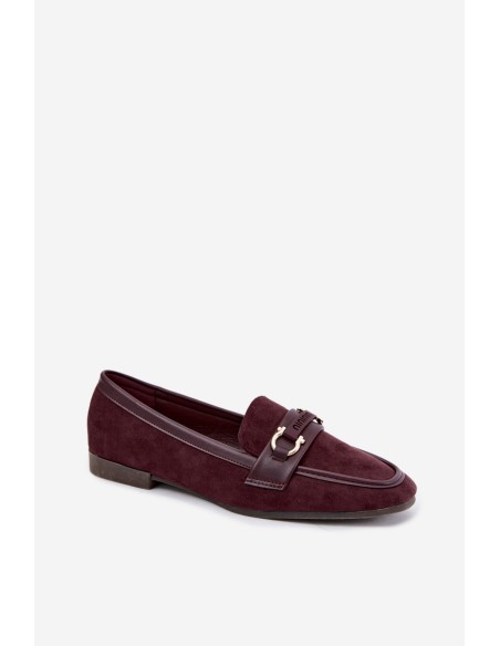 Women's Loafers with Decorative Element Burgundy Evelora