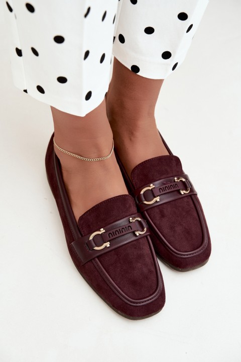 Women's Loafers with Decorative Element Burgundy Evelora