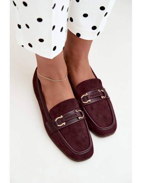 Women's Loafers with Decorative Element Burgundy Evelora