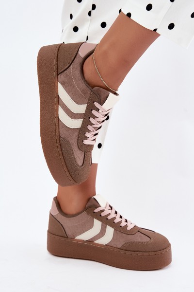 Women's Platform Sneakers With Straps Khaki Kaya