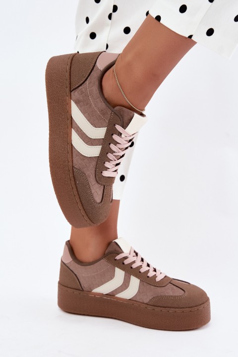 Women's Platform Sneakers With Straps Khaki Kaya