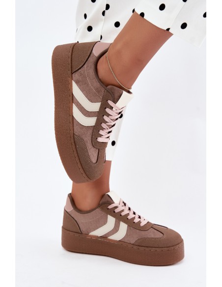 Women's Platform Sneakers With Straps Khaki Kaya