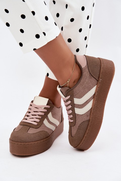 Women's Platform Sneakers With Straps Khaki Kaya