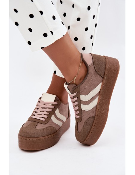 Women's Platform Sneakers With Straps Khaki Kaya