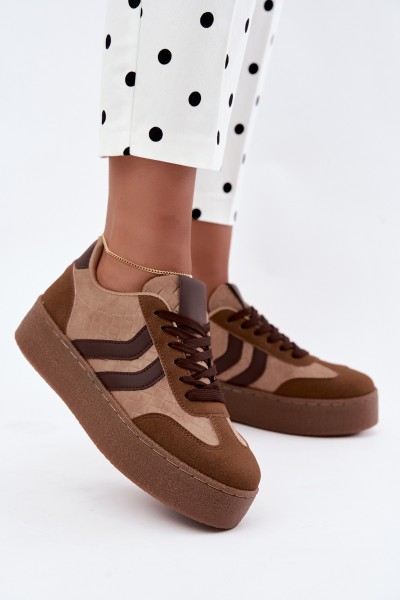 Women's Platform Sneakers With Straps Camel Kaya