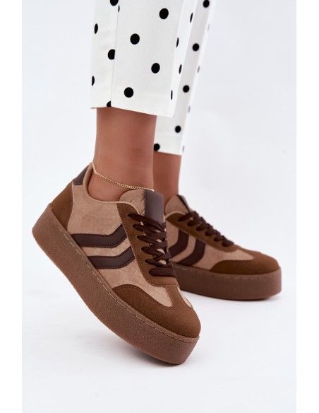 Women's Platform Sneakers With Straps Camel Kaya