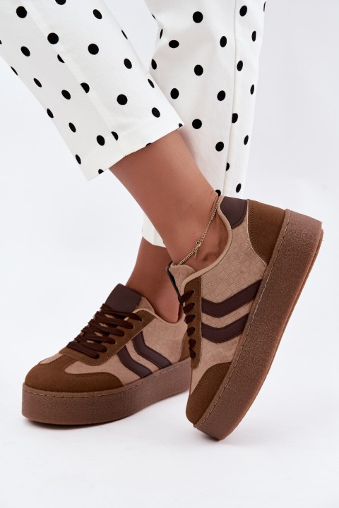 Women's Platform Sneakers With Straps Camel Kaya