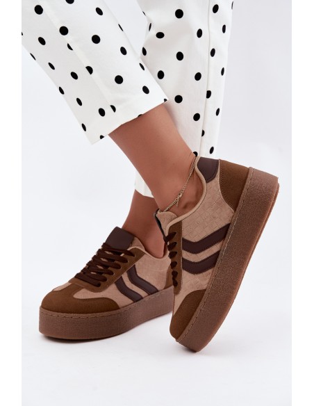 Women's Platform Sneakers With Straps Camel Kaya
