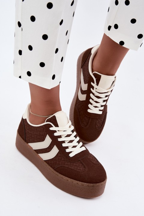 Women's Platform Sneakers With Straps Chocolate Brown Kaya