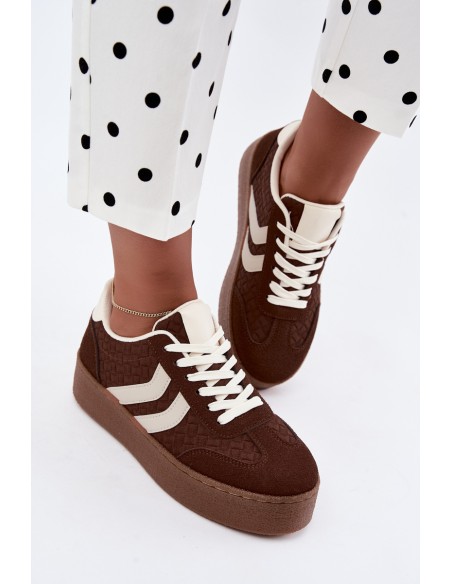 Women's Platform Sneakers With Straps Chocolate Brown Kaya