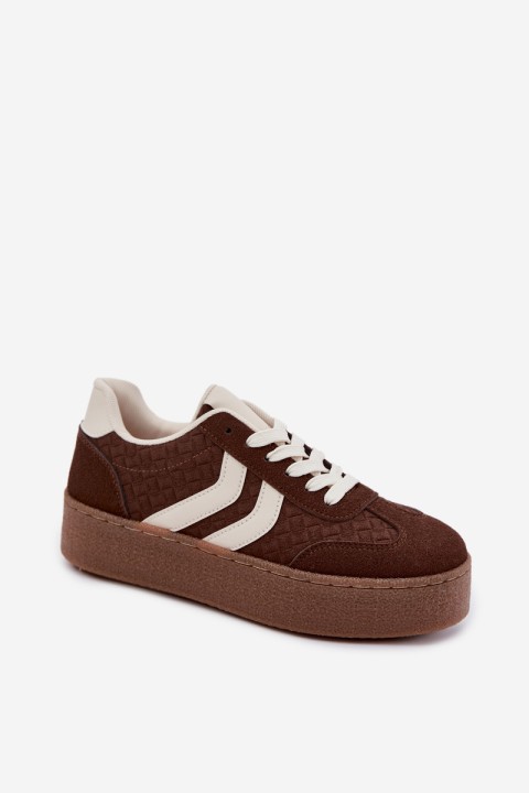Women's Platform Sneakers With Straps Chocolate Brown Kaya