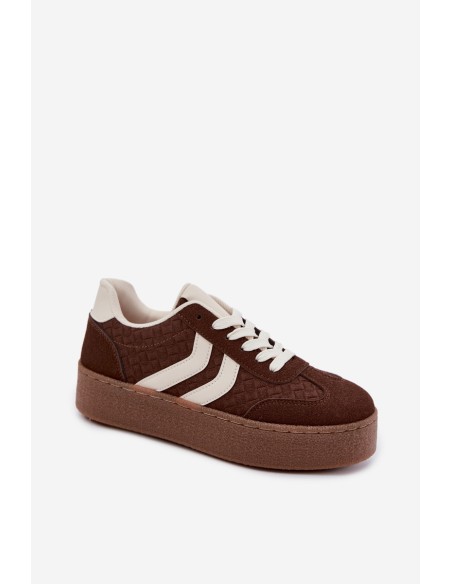 Women's Platform Sneakers With Straps Chocolate Brown Kaya