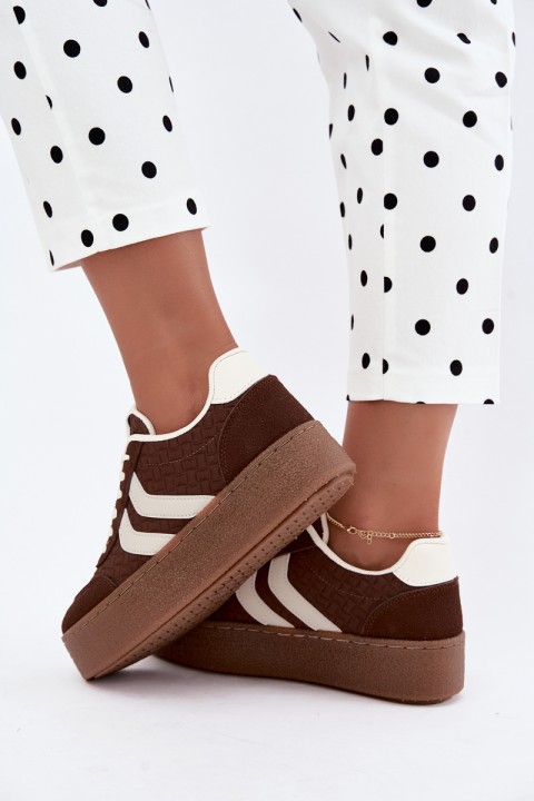 Women's Platform Sneakers With Straps Chocolate Brown Kaya