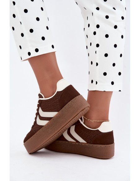 Women's Platform Sneakers With Straps Chocolate Brown Kaya